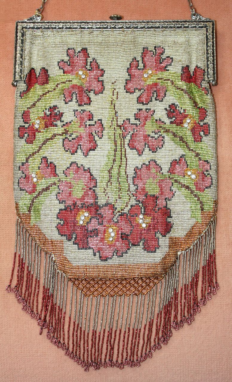 c.1920's Gorgeous French Cut Steel Floral Purse with Bezel Set Rhinestones c.1920's Gorgeous French Cut Steel Floral Purse with Bezel Set Rhinestones