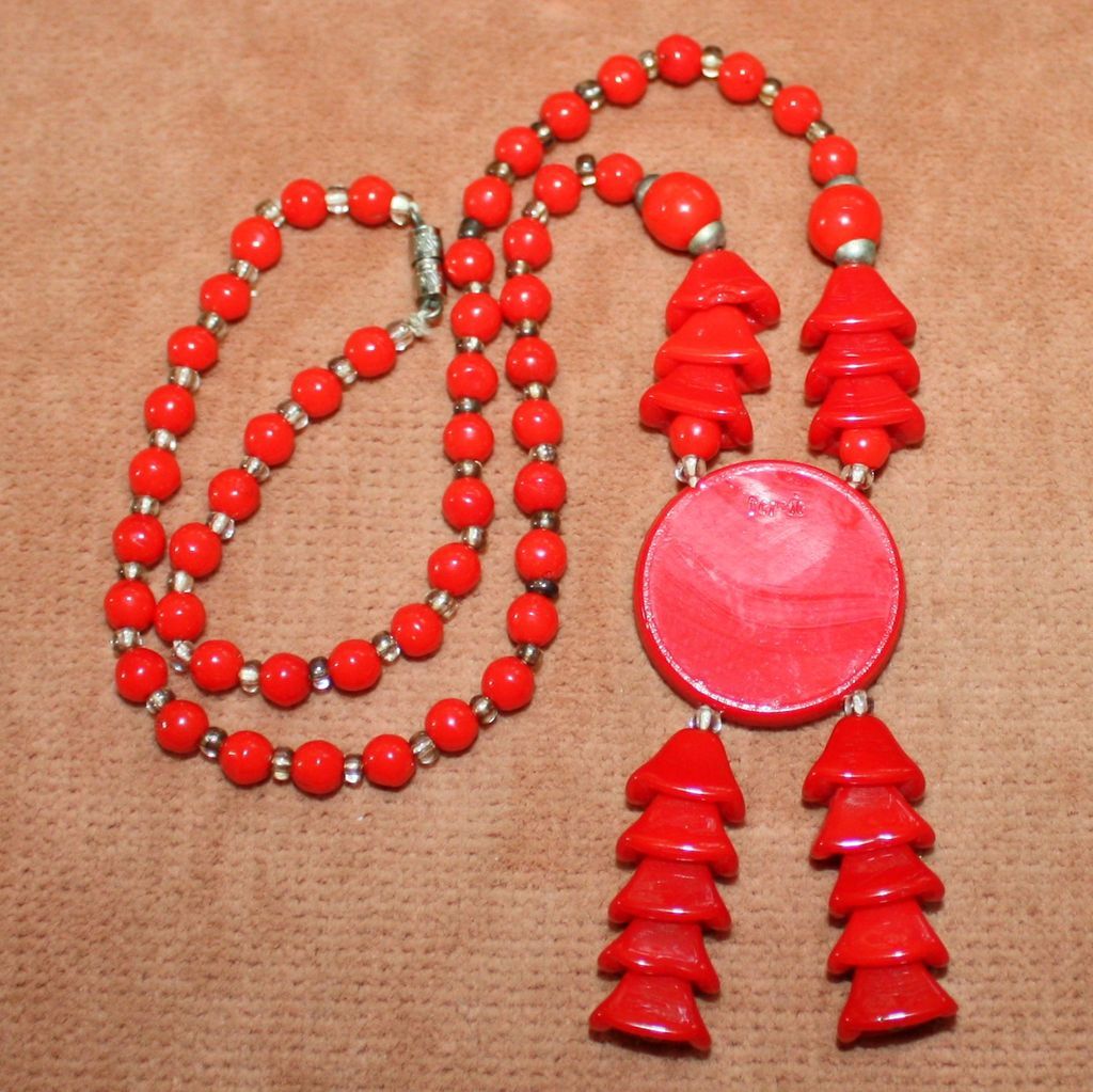 c.1920's French Art Deco Red Glass Necklace c.1920's French Art Deco Red Glass Necklace