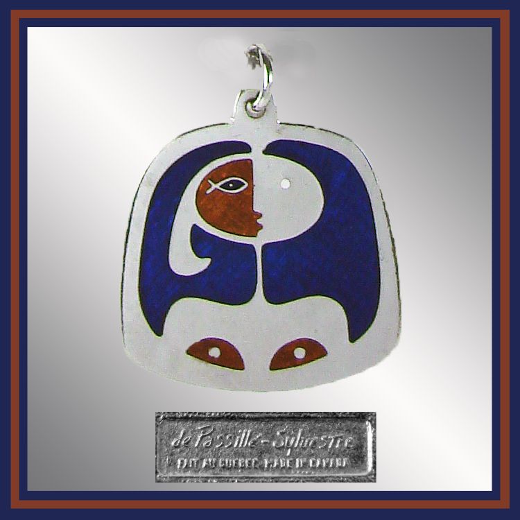 Modernist de Passille Sylvestre Enamel Pendant Necklace // Abstract Lady Design Quebec Artisans Modernist de Passille Sylvestre Enamel Pendant Necklace // Abstract Lady Design Quebec Artisans