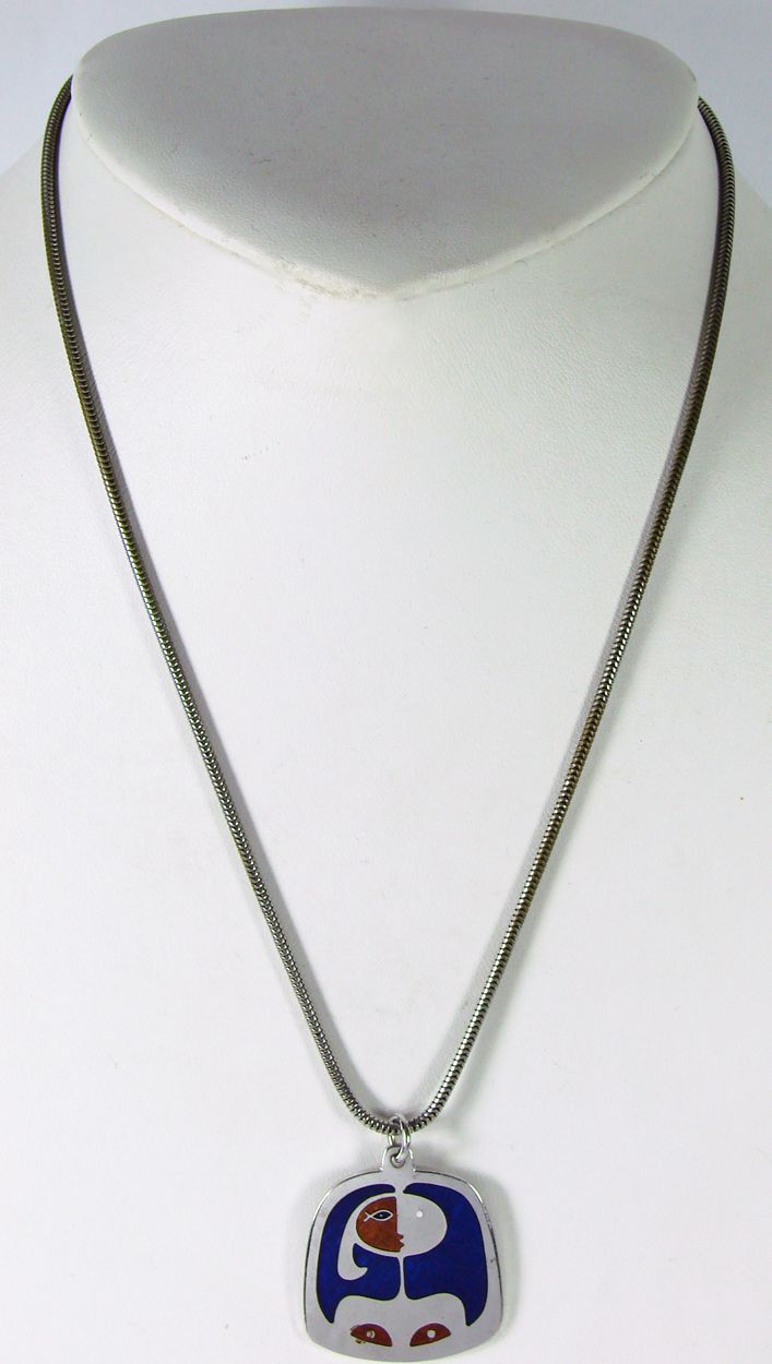 Modernist de Passille Sylvestre Enamel Pendant Necklace // Abstract Lady Design Quebec Artisans Modernist de Passille Sylvestre Enamel Pendant Necklace // Abstract Lady Design Quebec Artisans