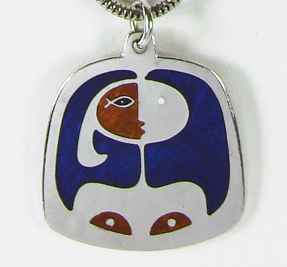 Modernist de Passille Sylvestre Enamel Pendant Necklace // Abstract Lady Design Quebec Artisans Modernist de Passille Sylvestre Enamel Pendant Necklace // Abstract Lady Design Quebec Artisans