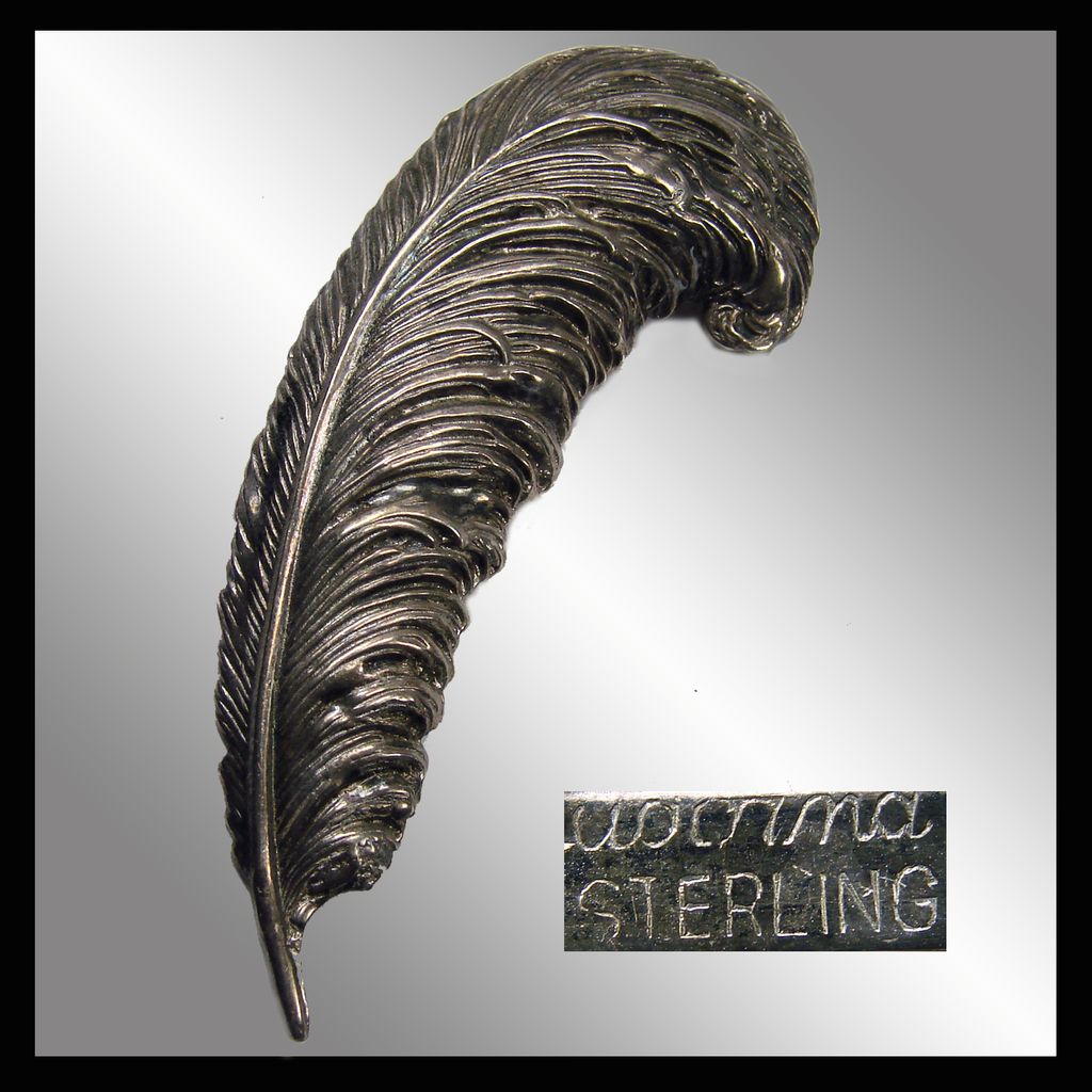 Vintage 1940s Adorna Sterling Silver Feather Quill Brooch // Pen Pin Vintage 1940s Adorna Sterling Silver Feather Quill Brooch // Pen Pin