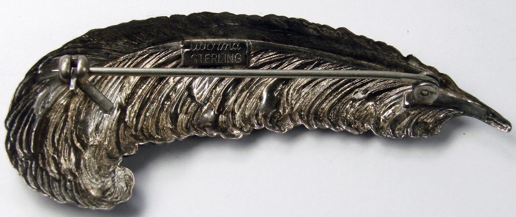 Vintage 1940s Adorna Sterling Silver Feather Quill Brooch // Pen Pin Vintage 1940s Adorna Sterling Silver Feather Quill Brooch // Pen Pin