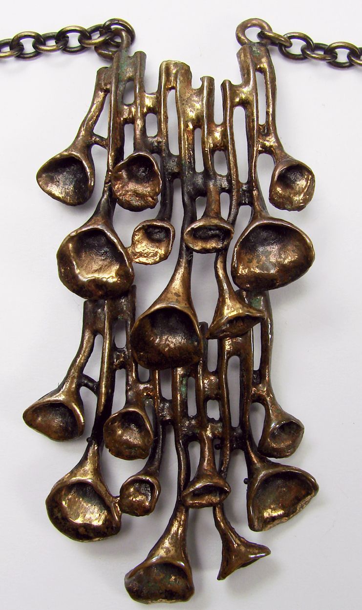 Hannu Ikonen Moss Flower Pendant Necklace // Finnish Horns 1970s Modernist Bronze Made in Finland Hannu Ikonen Moss Flower Pendant Necklace // Finnish Horns 1970s Modernist Bronze Made in Finland