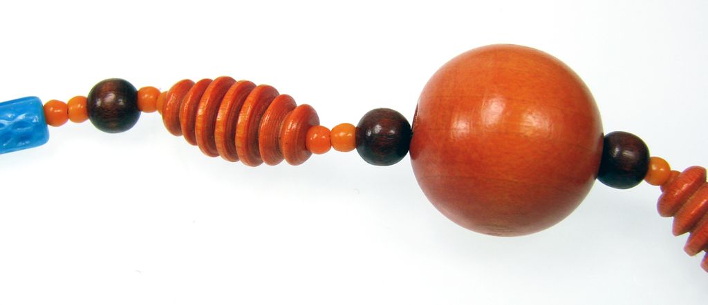 Vintage 1930s Wood & Glass Necklace // Depression Era Orange & Blue Beads Vintage 1930s Wood & Glass Necklace // Depression Era Orange & Blue Beads