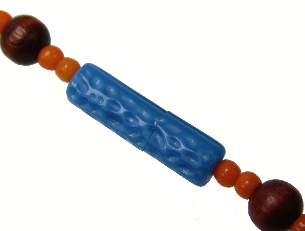 Vintage 1930s Wood & Glass Necklace // Depression Era Orange & Blue Beads Vintage 1930s Wood & Glass Necklace // Depression Era Orange & Blue Beads