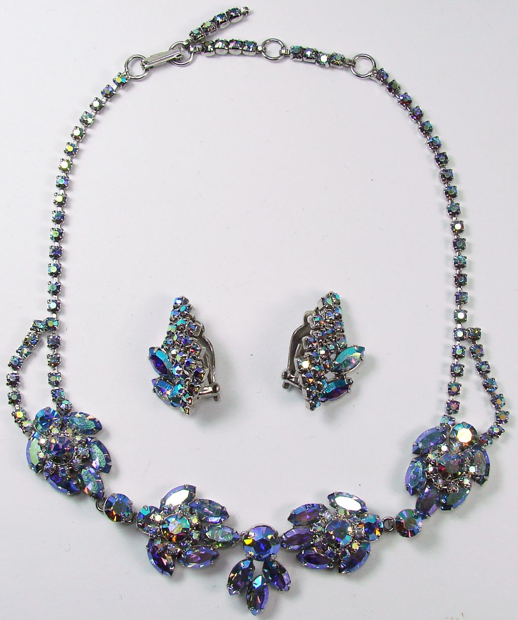 Vintage Continental Rhinestone Necklace & Earrings // 1950s Demi Parure Vintage Continental Rhinestone Necklace & Earrings // 1950s Demi Parure