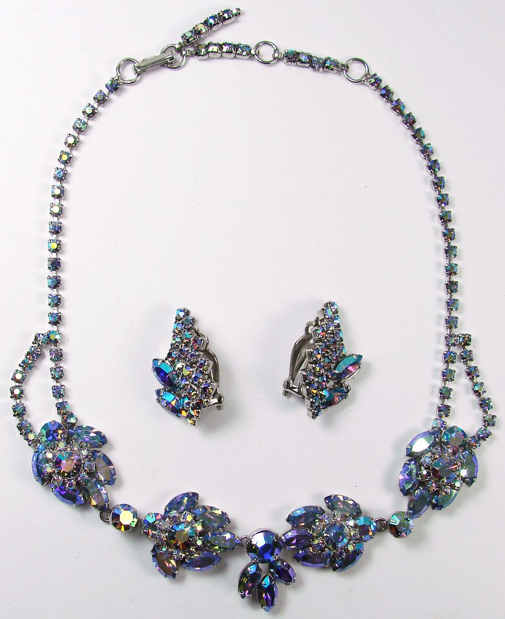Vintage Continental Rhinestone Necklace & Earrings // 1950s Demi Parure Vintage Continental Rhinestone Necklace & Earrings // 1950s Demi Parure