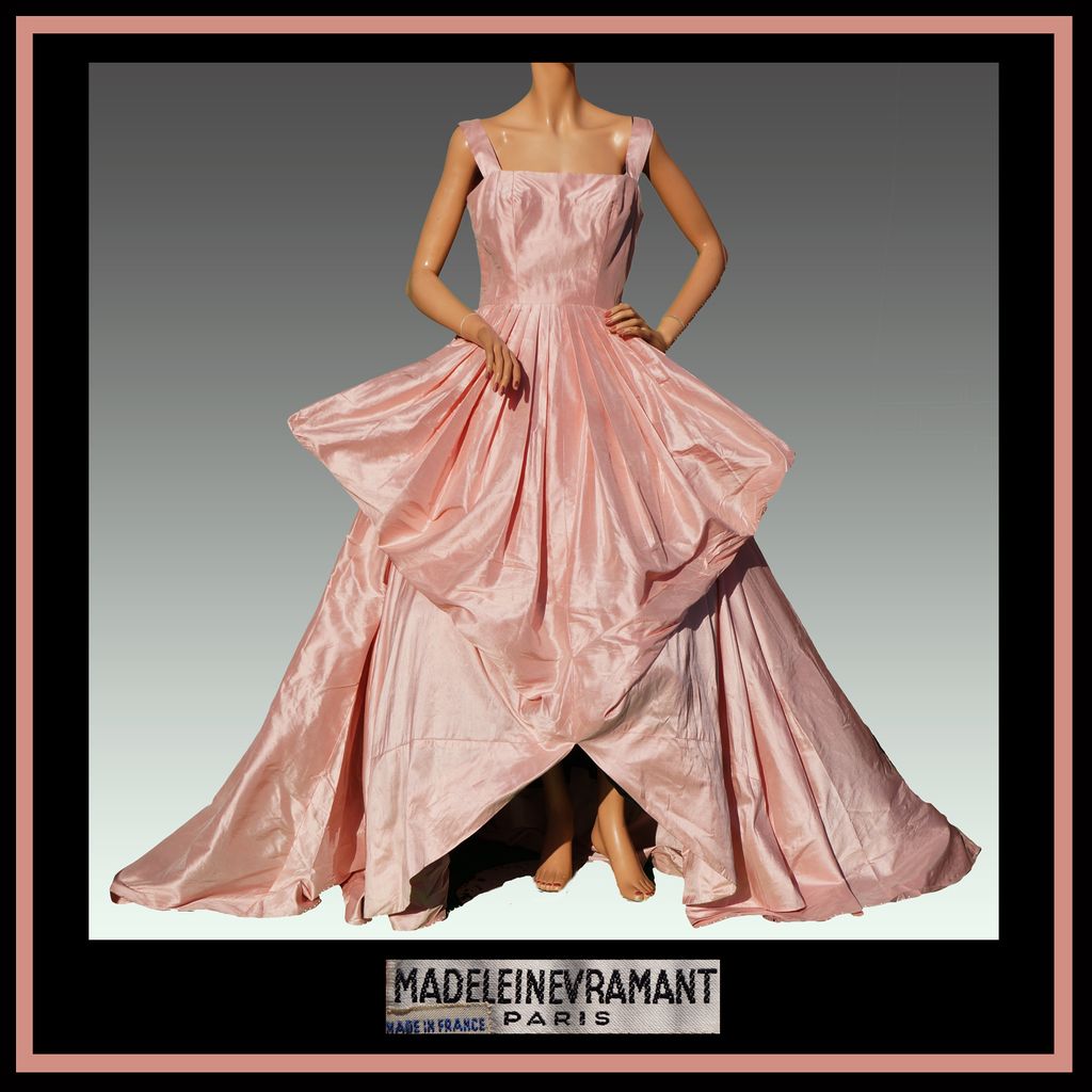 Vintage 40s Madeleine Vramant Dress // 1940s Parisian Haute Couture Pink Silk Evening Gown Ladies Size S / M Vintage 40s Madeleine Vramant Dress // 1940s Parisian Haute Couture Pink Silk Evening Gown Ladies Size S / M