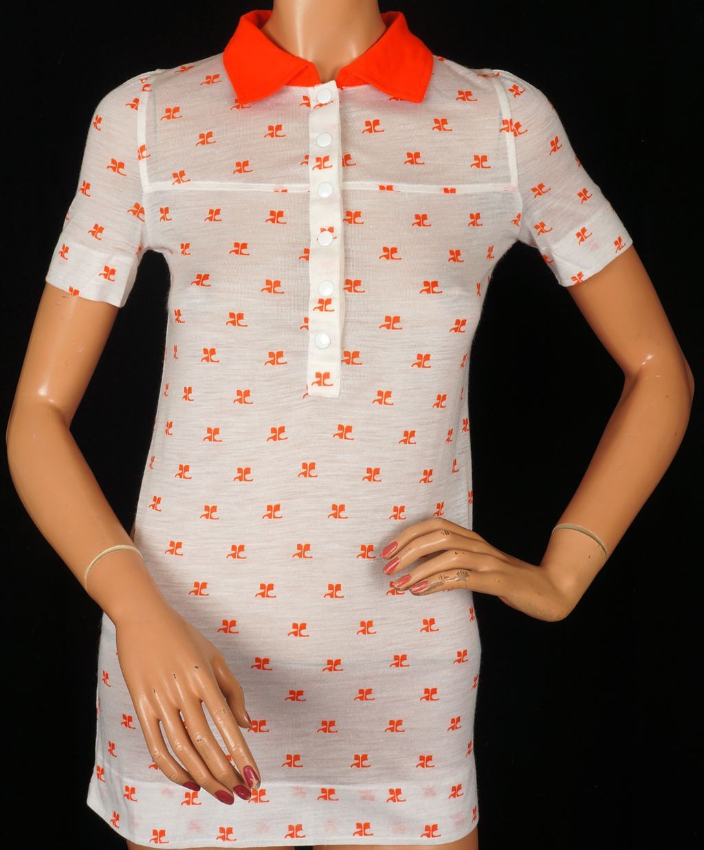 Vintage 70s Courreges Orange Logo Polo Top // 1970s Acrylic Shirt Blouse Ladies Size S Vintage 70s Courreges Orange Logo Polo Top // 1970s Acrylic Shirt Blouse Ladies Size S