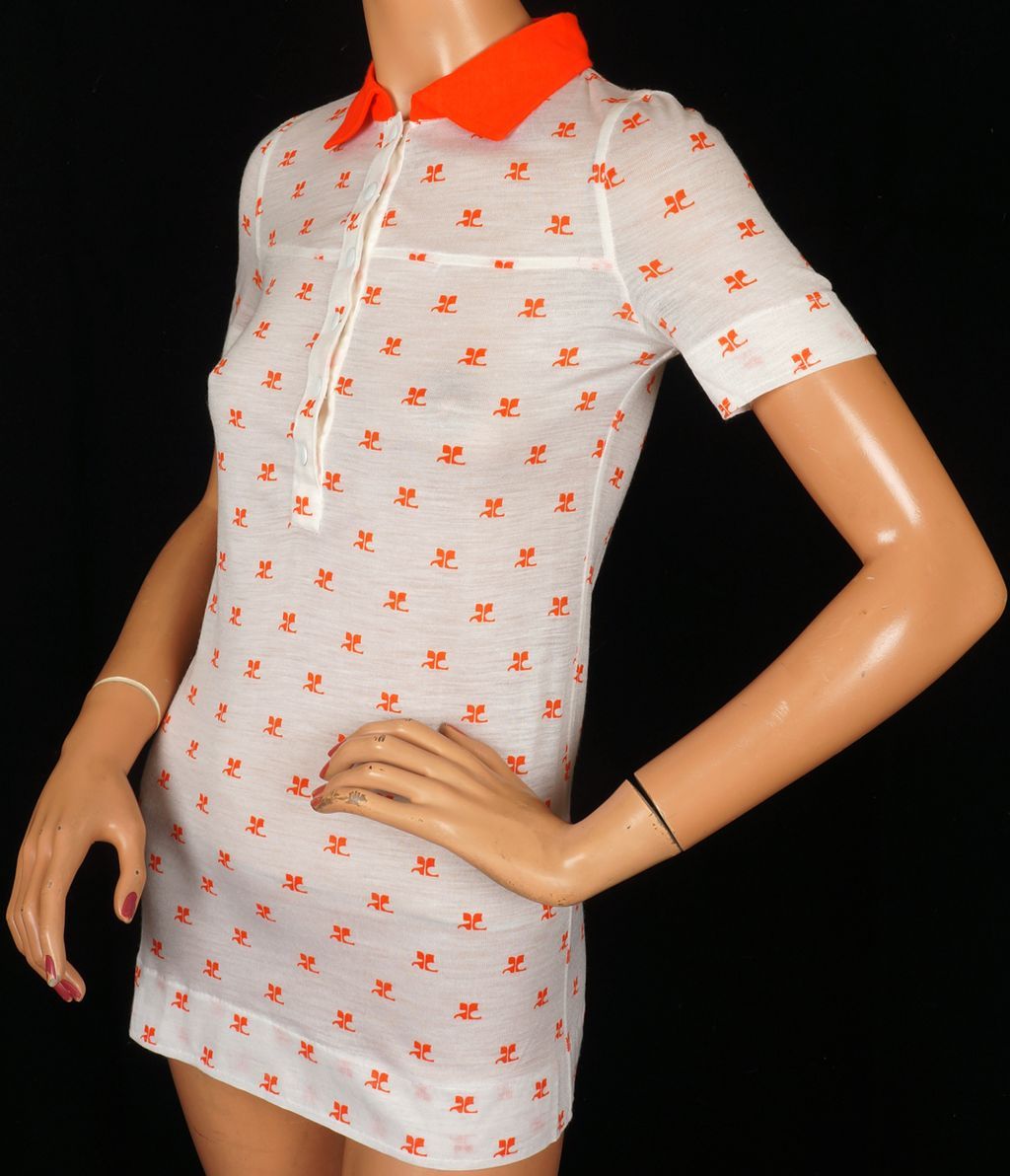 Vintage 70s Courreges Orange Logo Polo Top // 1970s Acrylic Shirt Blouse Ladies Size S Vintage 70s Courreges Orange Logo Polo Top // 1970s Acrylic Shirt Blouse Ladies Size S