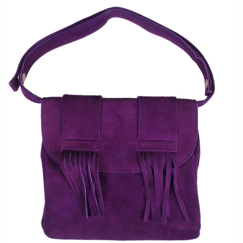 Vintage 1960s Purple Suede Purse with Fringe Vintage 1960s Purple Suede Purse with Fringe
