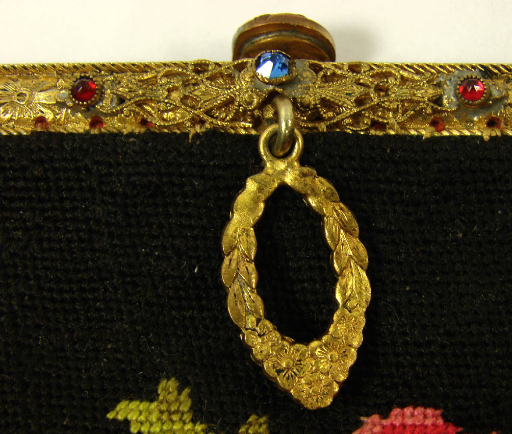 Vintage 30s Petit Point Needlepoint Roses Evening Bag Purse Vintage 30s Petit Point Needlepoint Roses Evening Bag Purse