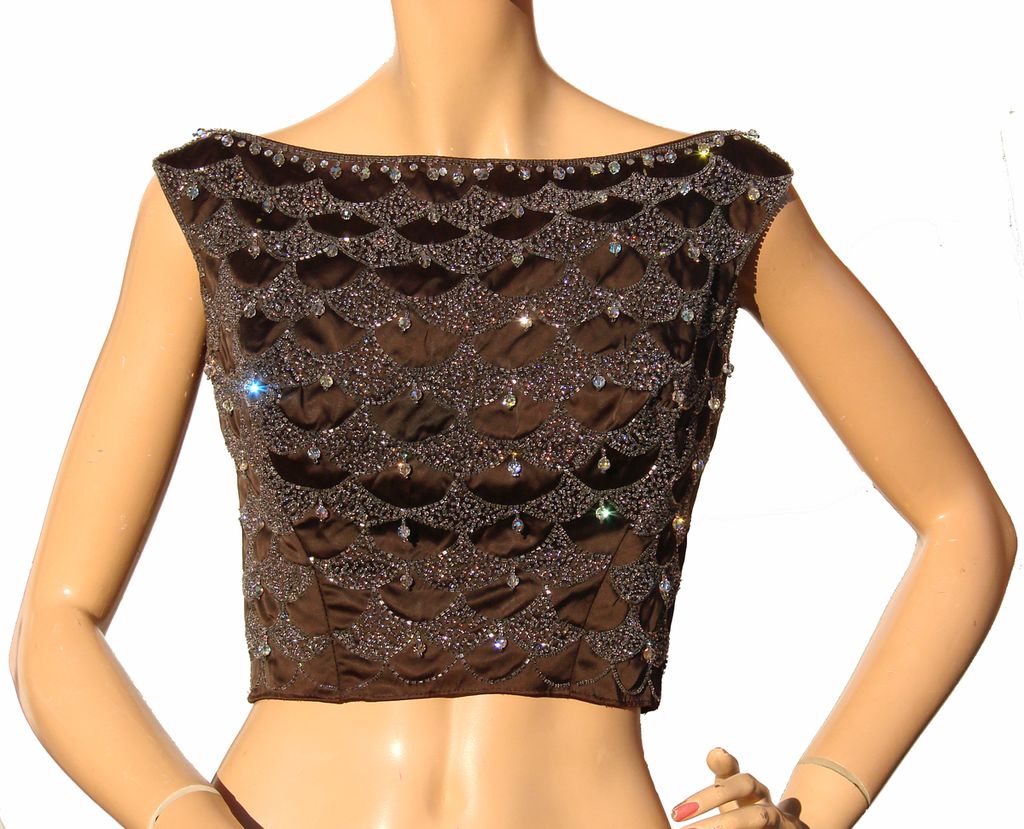 Vintage 1960s Crystal Beaded Bodice Shell Top Ladies Size Medium Vintage 1960s Crystal Beaded Bodice Shell Top Ladies Size Medium