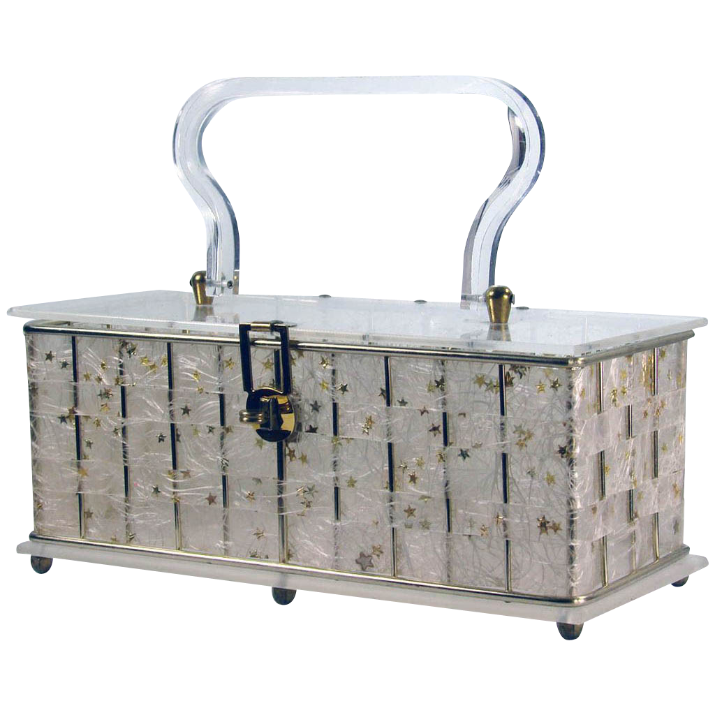 Vintage 1950s Lucite Box Purse // Confetti Stars Vintage 1950s Lucite Box Purse // Confetti Stars