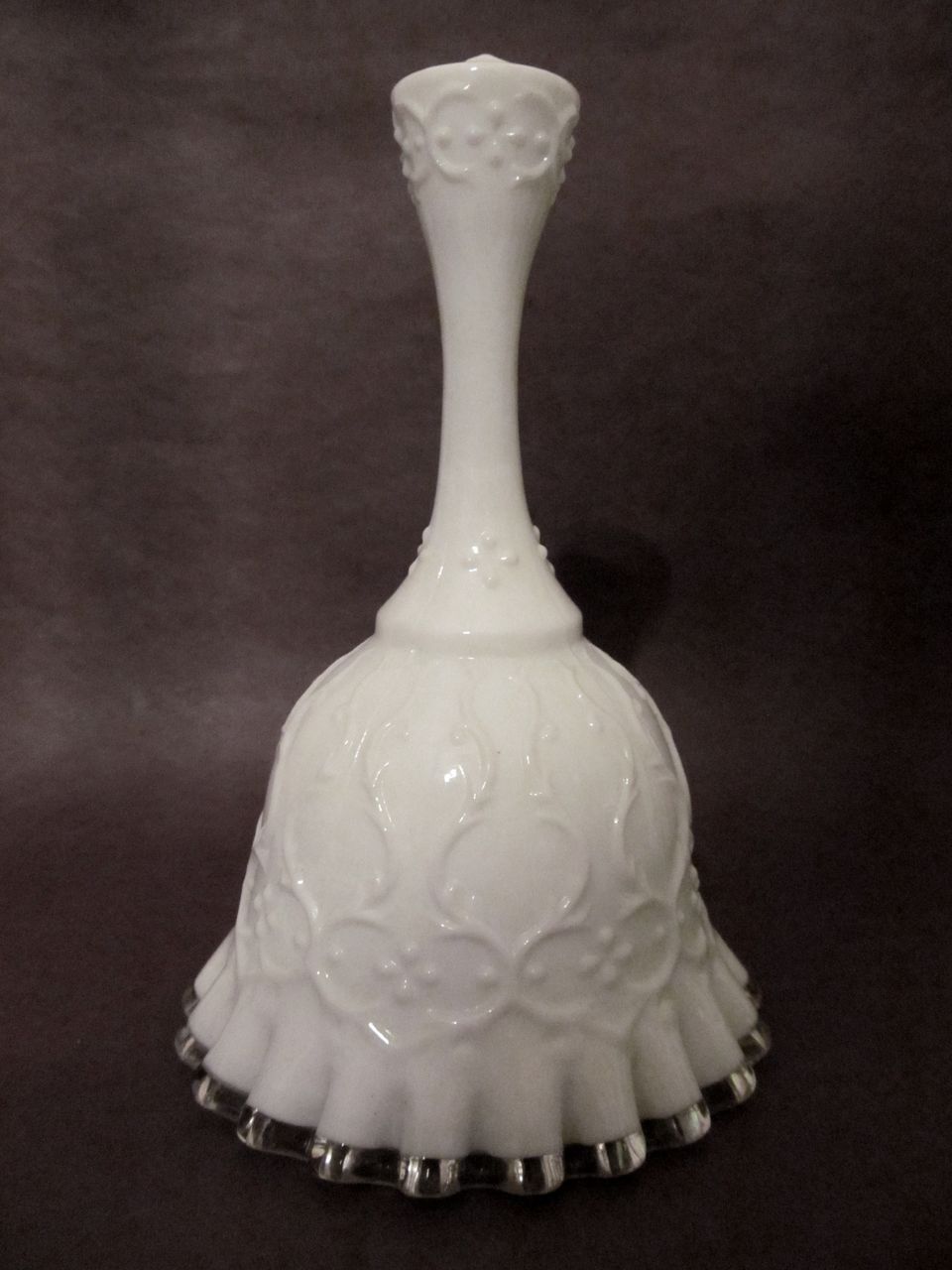 Fenton Spanish Lace Silver Crest Bell From Prairieland On Ruby Lane