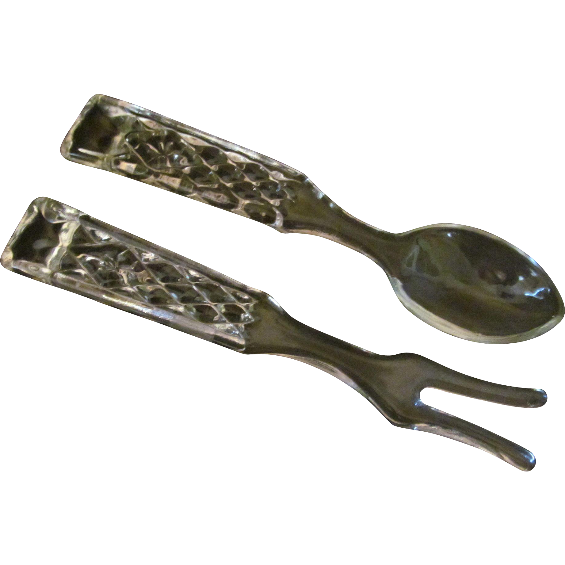 Wexford Glass Salad Fork Spoon Set by Anchor Hocking from prairieland