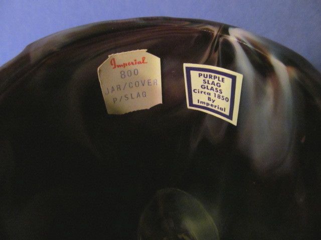 Imperial Purple Slag 6 1/2" Owl Covered Jar #800 Imperial Purple Slag 6 1/2" Owl Covered Jar #800