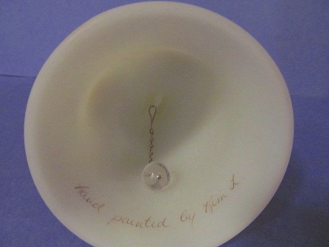 Fenton Custard Satin Cameo Medallion Bell, Signed Fenton Custard Satin Cameo Medallion Bell, Signed