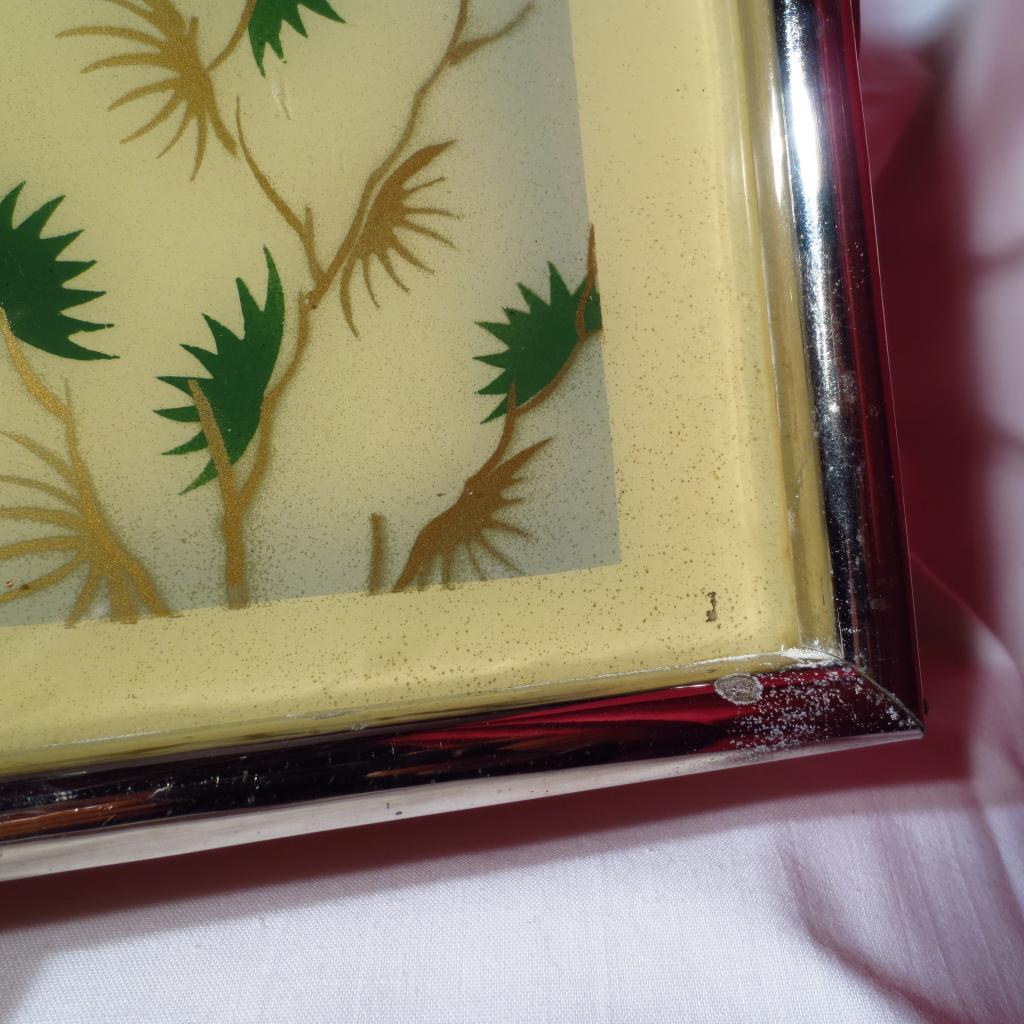 Vintage 1970's West German Handpainted and Abalone Handled Serving Tray Vintage 1970's West German Handpainted and Abalone Handled Serving Tray