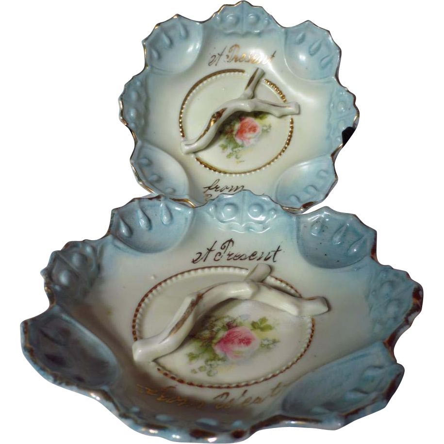 Antique Souvenir German Porcelain Pin Trays Antique Souvenir German Porcelain Pin Trays