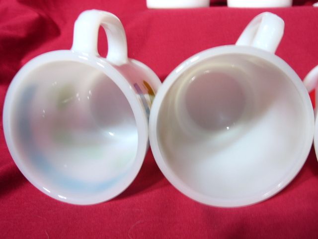 Group Of 8 Assorted Fire King Pyrex Milk Glass Mugs Group Of 8 Assorted Fire King Pyrex Milk Glass Mugs