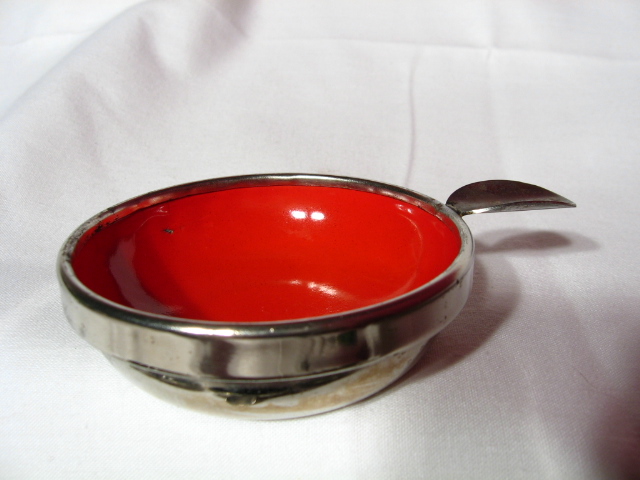 Nickel Plated And Enameled Bridge Ashtray Set ~ 1930's Nickel Plated And Enameled Bridge Ashtray Set ~ 1930's