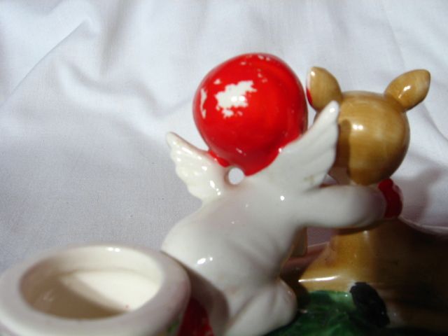 Vintage Holt Howard Deer And Angel Candleholder Vintage Holt Howard Deer And Angel Candleholder