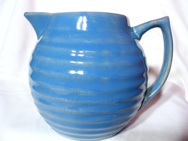 Bauer Delph Blue Ringware 2 Quart Pitcher Bauer Delph Blue Ringware 2 Quart Pitcher