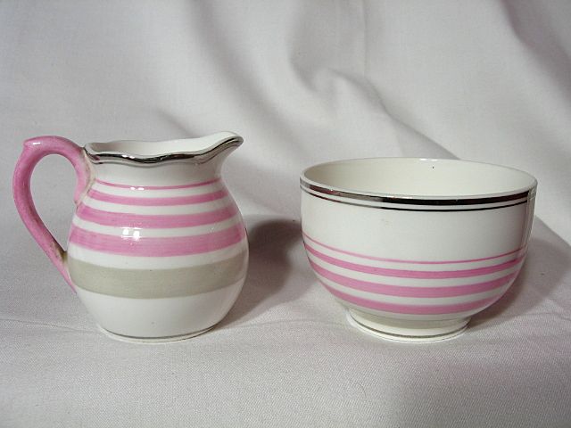 Mintons Pink Banded Mini Creamer And Open Sugar Mintons Pink Banded Mini Creamer And Open Sugar