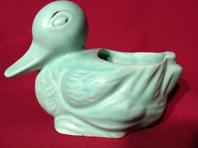 Zanesville Stoneware Turquoise Novelty Duck Planter ~ Model BA13 Zanesville Stoneware Turquoise Novelty Duck Planter ~ Model BA13