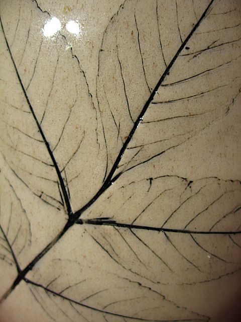 Unusual Nemadji Oak Leaf Vase Unusual Nemadji Oak Leaf Vase