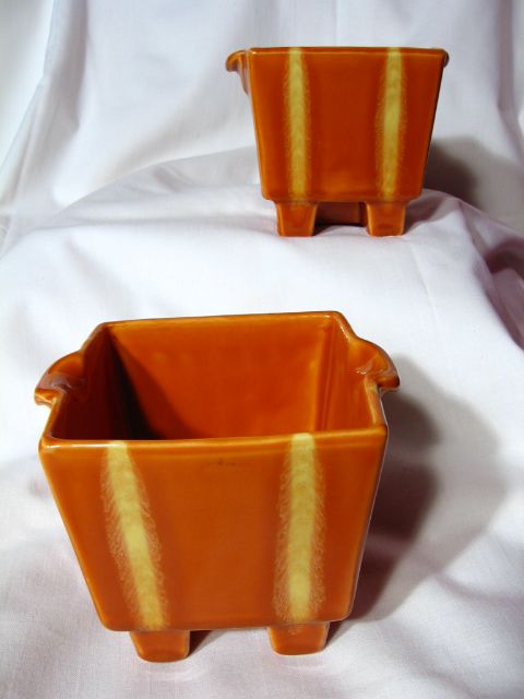 Hull Pottery Continental Persimmon Console Set Hull Pottery Continental Persimmon Console Set
