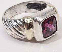 Estate David Yurman 14 Karat Gold Sterling Silver Garnet Ring Jewelry Estate David Yurman 14 Karat Gold Sterling Silver Garnet Ring Jewelry