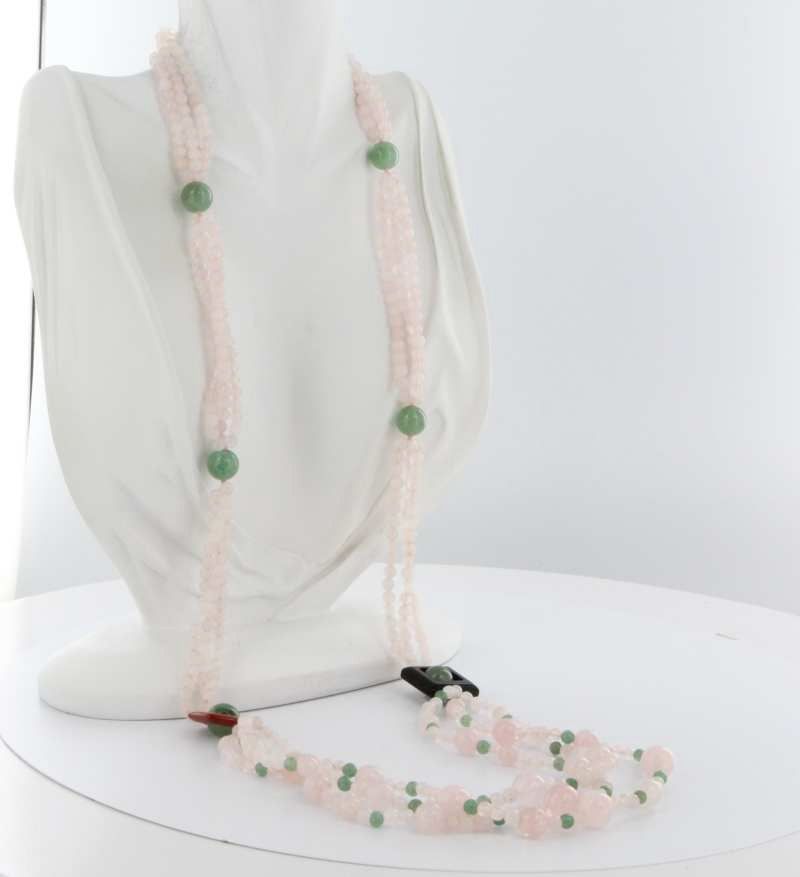 Vintage Quartz Jade Onyx Agate Long 32" Necklace Estate Fine Jewelry Vintage Quartz Jade Onyx Agate Long 32" Necklace Estate Fine Jewelry