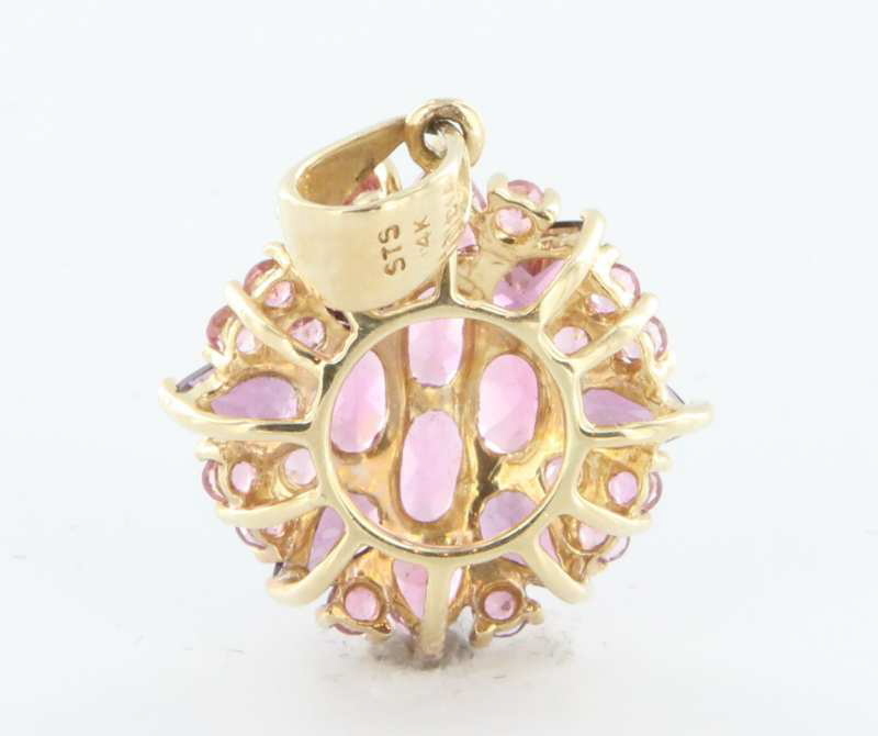 Estate 14 Karat Yellow Gold Pink Topaz Tourmaline Pendant Fine Jewelry Used Estate 14 Karat Yellow Gold Pink Topaz Tourmaline Pendant Fine Jewelry Used