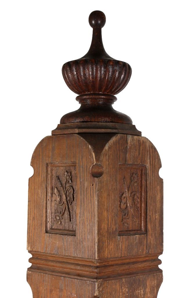 Massive 74" Antique Oak Boxed Newel Post, Late 1800's Massive 74" Antique Oak Boxed Newel Post, Late 1800's