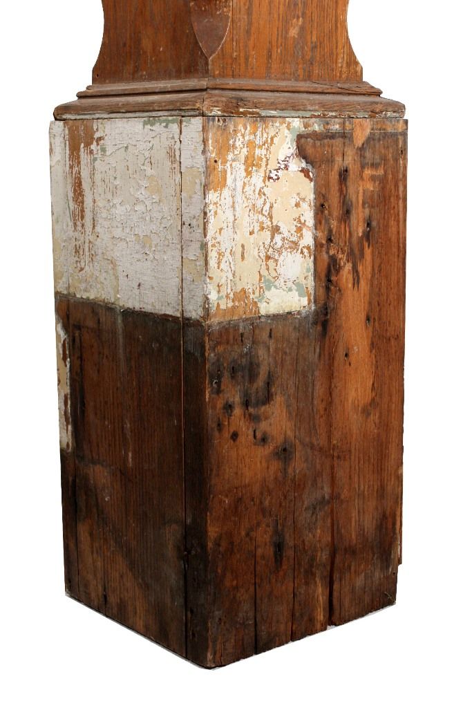 Massive 74" Antique Oak Boxed Newel Post, Late 1800's Massive 74" Antique Oak Boxed Newel Post, Late 1800's