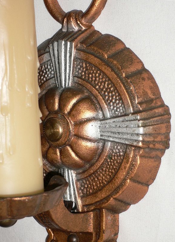 Glowing Pair of Antique Art Deco Sconces, Signed Puritan Glowing Pair of Antique Art Deco Sconces, Signed Puritan