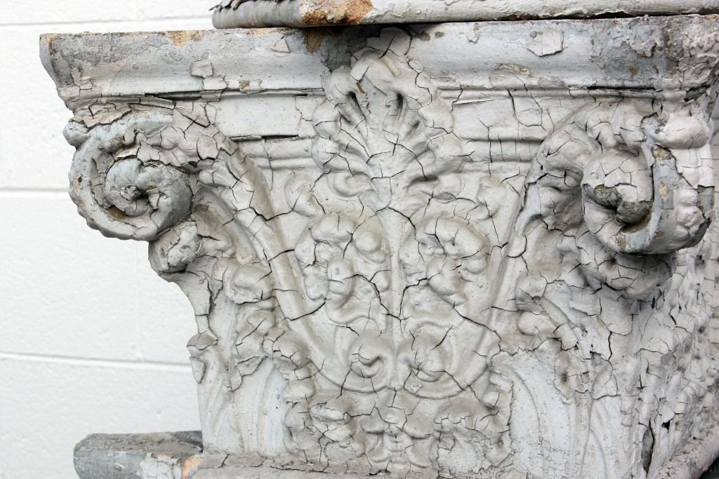 Antique White Terra Cotta Corinthian Column Capitals, c. 1915 – ONE AVAILABLE Antique White Terra Cotta Corinthian Column Capitals, c. 1915 – ONE AVAILABLE