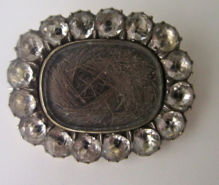 Georgian 'Black Dot' Brooch with Hair, Sentimental Georgian 'Black Dot' Brooch with Hair, Sentimental
