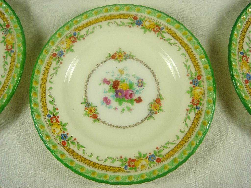 Antique Minton Green Bread and Butter Plates set 12 from