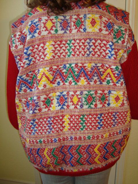 Hand made Guatemala Huipile cotton sweater jacket L-XL Hand made Guatemala Huipile cotton sweater jacket L-XL