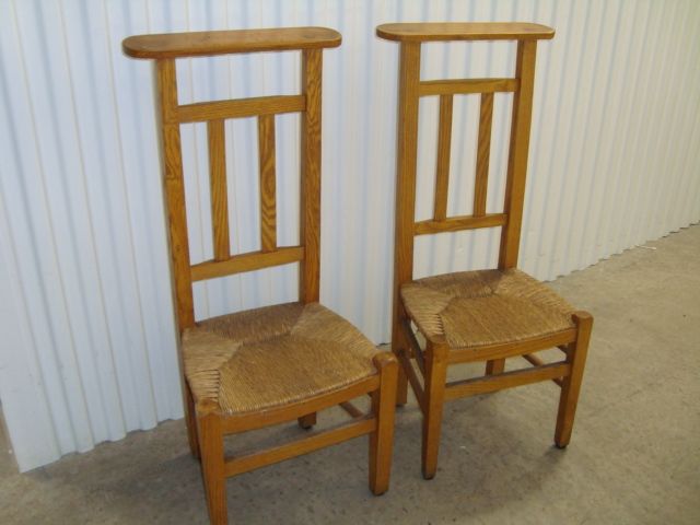 Pair of French prayer chairs with rush seat, circa 1870 Pair of French prayer chairs with rush seat, circa 1870