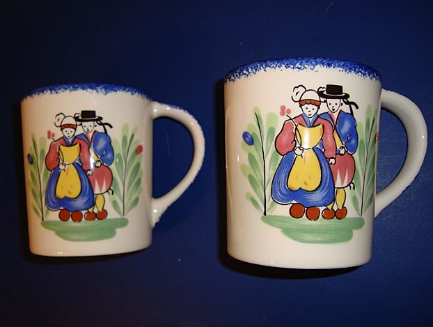 Pair French faience mugs made by Pornic Pair French faience mugs made by Pornic