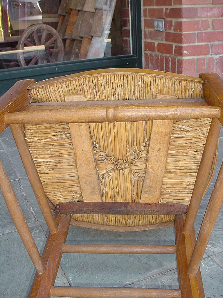 French prayer chair with rush seat, late 1800's French prayer chair with rush seat, late 1800's