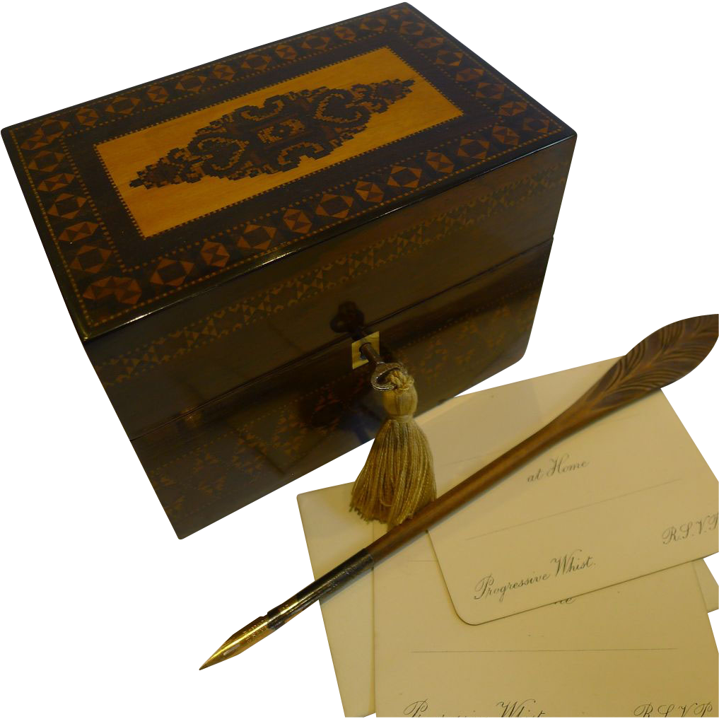English William IV Stickware Tunbridge & Rosewood Stationery Box c.1835 English William IV Stickware Tunbridge & Rosewood Stationery Box c.1835
