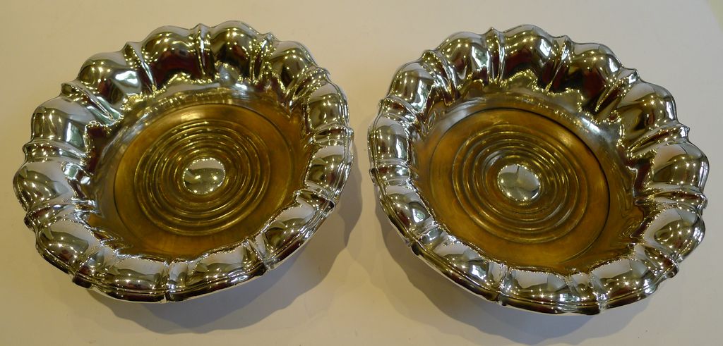 Large Grand & Elegant Pair Victorian Silver Plated Wine or Champagne Coasters c.1880 Large Grand & Elegant Pair Victorian Silver Plated Wine or Champagne Coasters c.1880