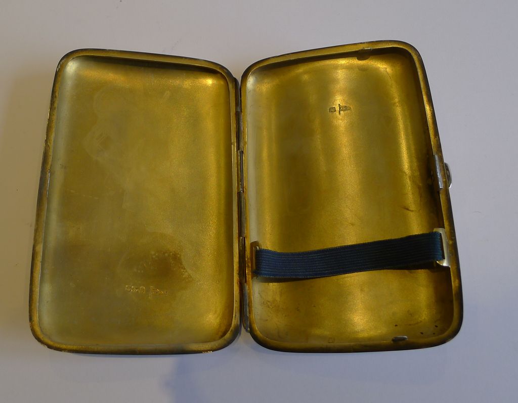 Large Antique English Sterling Silver Cigar Case by Walker & Hall - 1903 Large Antique English Sterling Silver Cigar Case by Walker & Hall - 1903
