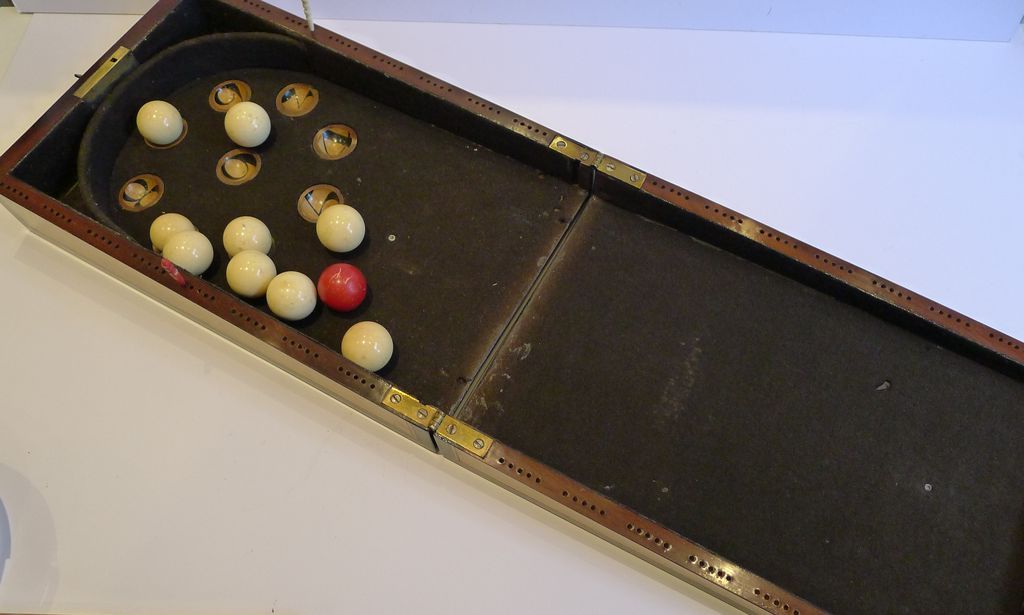 Rare Antique English Tunbridge Ware Games Box / Chess / Table Bagatelle c.1860 Rare Antique English Tunbridge Ware Games Box / Chess / Table Bagatelle c.1860
